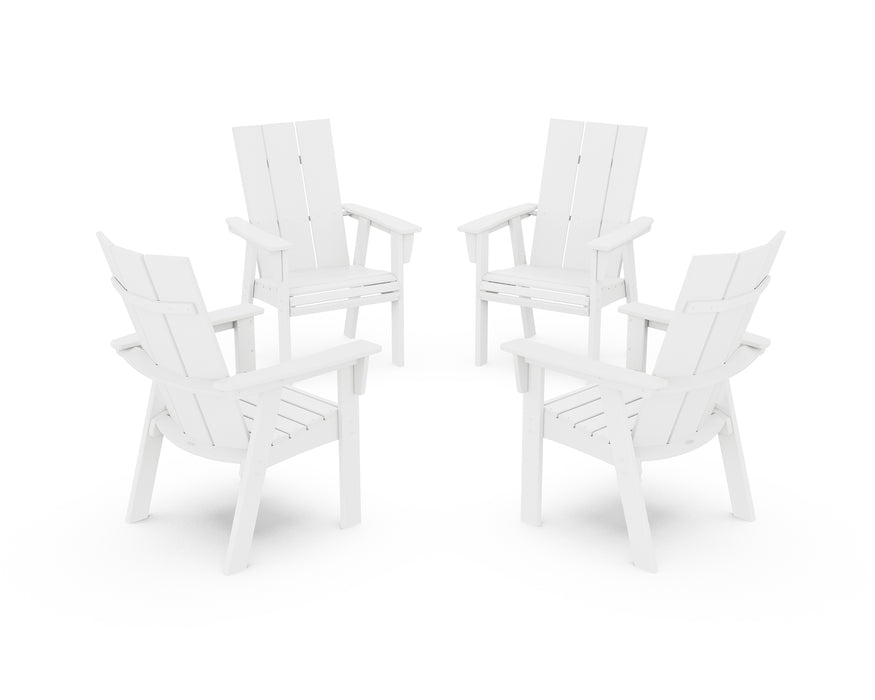 POLYWOOD® Modern 4-Piece Curveback Upright Adirondack Conversation Set in White