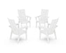 POLYWOOD® Modern 4-Piece Curveback Upright Adirondack Conversation Set in White