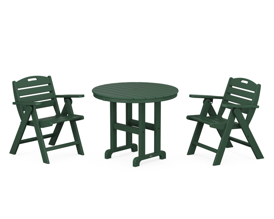 POLYWOOD Nautical Lowback 3-Piece Round Dining Set in Green