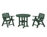 POLYWOOD Nautical Lowback 3-Piece Round Dining Set in Green