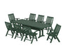 POLYWOOD Vineyard Folding 9-Piece Dining Set with Trestle Legs in Green