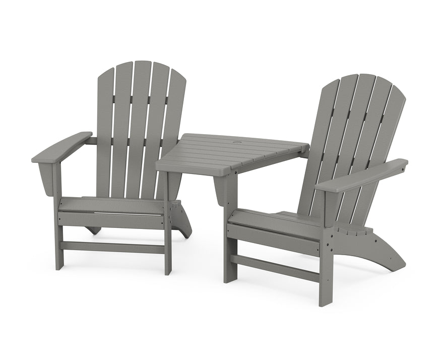 POLYWOOD Nautical 3-Piece Adirondack Set with Angled Connecting Table in Slate Grey