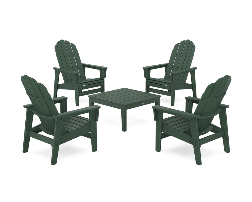 POLYWOOD® 5-Piece Vineyard Grand Upright Adirondack Chair Conversation Group in Lemon / White