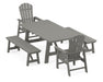 POLYWOOD South Beach 5-Piece Rustic Farmhouse Dining Set With Benches in Slate Grey