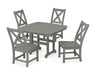 POLYWOOD Braxton Side Chair 5-Piece Dining Set with Trestle Legs in Slate Grey
