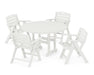 POLYWOOD Nautical Lowback 5-Piece Round Dining Set in Vintage White