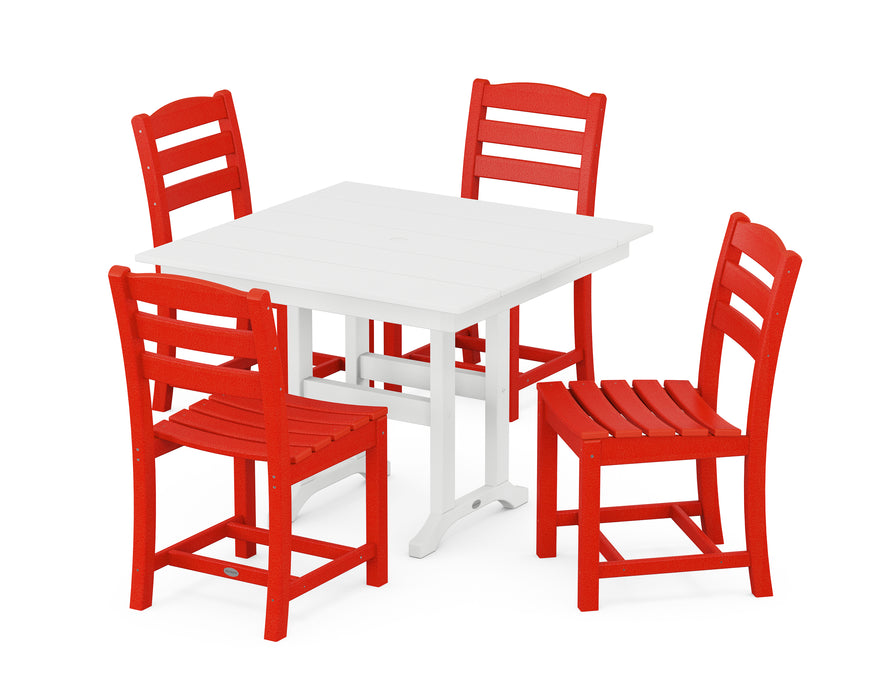 POLYWOOD La Casa Café Side Chair 5-Piece Farmhouse Dining Set in Sunset Red