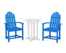 POLYWOOD Classic Adirondack 3-Piece Round Dining Set in Pacific Blue