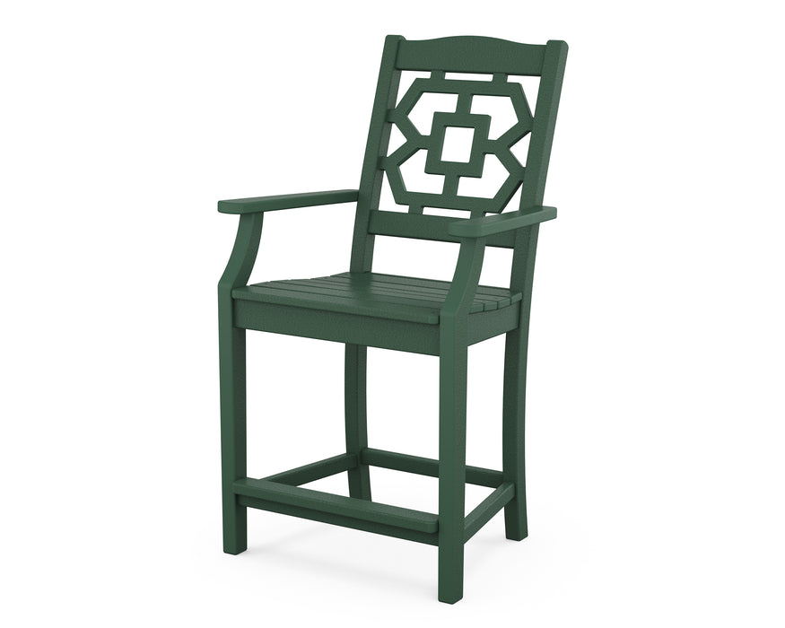 Martha Stewart by POLYWOOD Chinoiserie Counter Arm Chair in Green