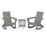 POLYWOOD Modern 3-Piece Adirondack Rocking Chair Set in Slate Grey