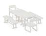POLYWOOD EDGE 5-Piece Dining Set with Benches in Vintage White