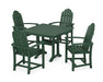 POLYWOOD Classic Adirondack 5-Piece Farmhouse Dining Set With Trestle Legs in Green