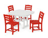 POLYWOOD La Casa Café Side Chair 5-Piece Dining Set with Trestle Legs in Sunset Red
