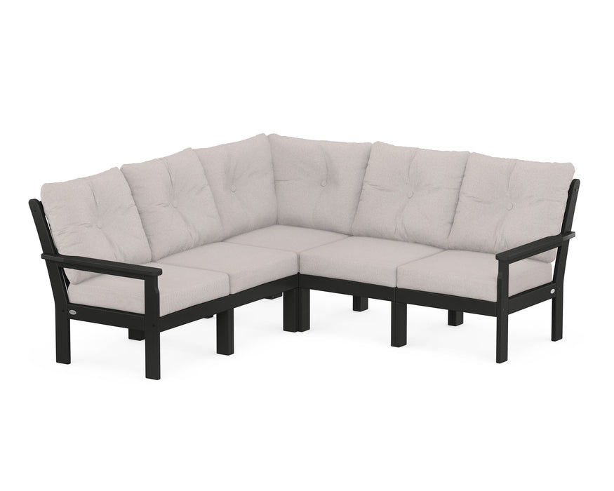 POLYWOOD Vineyard 5-Piece Sectional in Black with Dune Burlap fabric