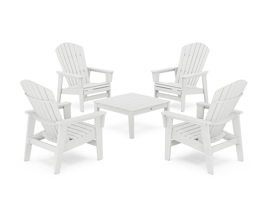 POLYWOOD® 5-Piece Nautical Grand Upright Adirondack Chair Conversation Group in White