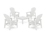 POLYWOOD® 5-Piece Nautical Grand Upright Adirondack Chair Conversation Group in White