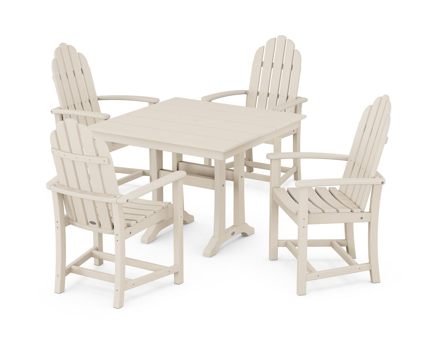 POLYWOOD Classic Adirondack 5-Piece Farmhouse Dining Set With Trestle Legs in Sand