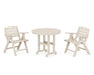 POLYWOOD Nautical Lowback Chair 3-Piece Round Dining Set in Sand