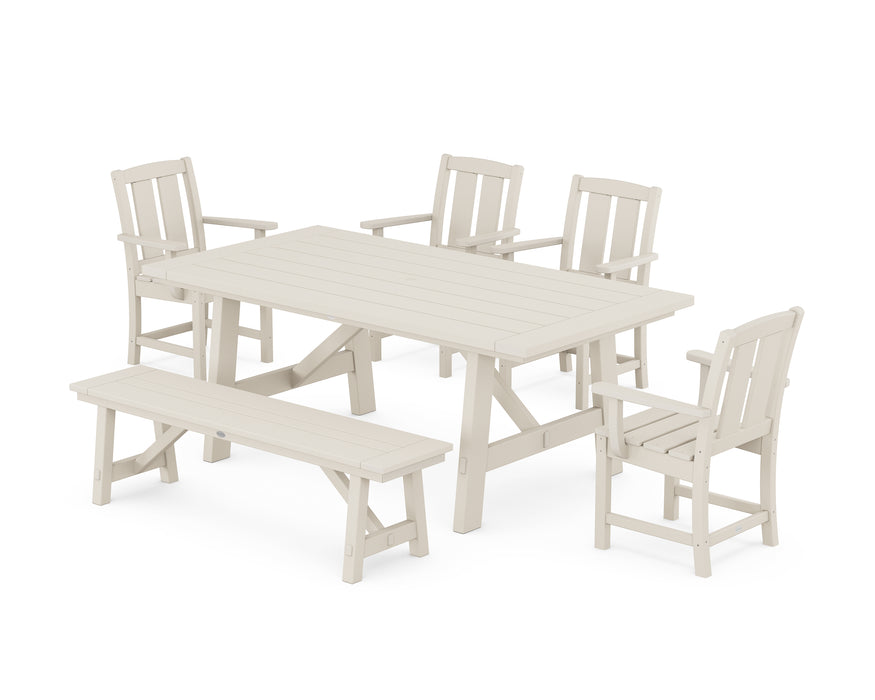 POLYWOOD® Mission 6-Piece Rustic Farmhouse Dining Set with Bench in Slate Grey