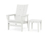 POLYWOOD® Modern Grand Upright Adirondack Chair with Side Table in Vintage White