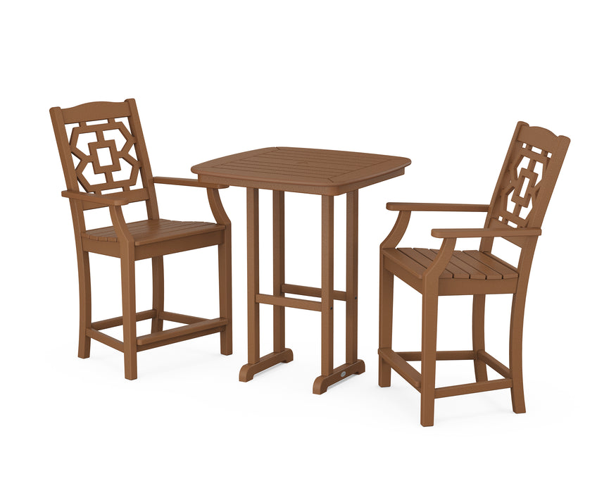 Martha Stewart by POLYWOOD Chinoiserie 3-Piece Counter Set in Teak