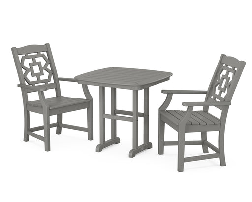 Martha Stewart by POLYWOOD Chinoiserie 3-Piece Dining Set in Slate Grey