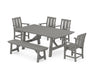 POLYWOOD® Mission 6-Piece Rustic Farmhouse Dining Set with Bench in Teak