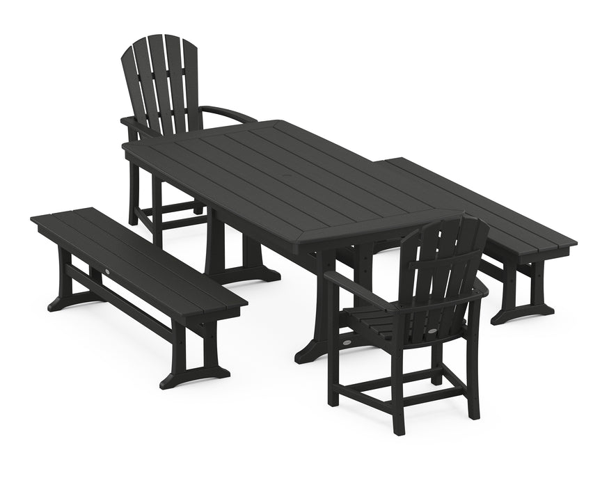 POLYWOOD Palm Coast 5-Piece Dining Set with Trestle Legs in Black