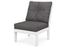 POLYWOOD Vineyard Modular Armless Chair in Vintage White with Ash Charcoal fabric