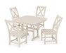 POLYWOOD Braxton Side Chair 5-Piece Dining Set with Trestle Legs in Sand