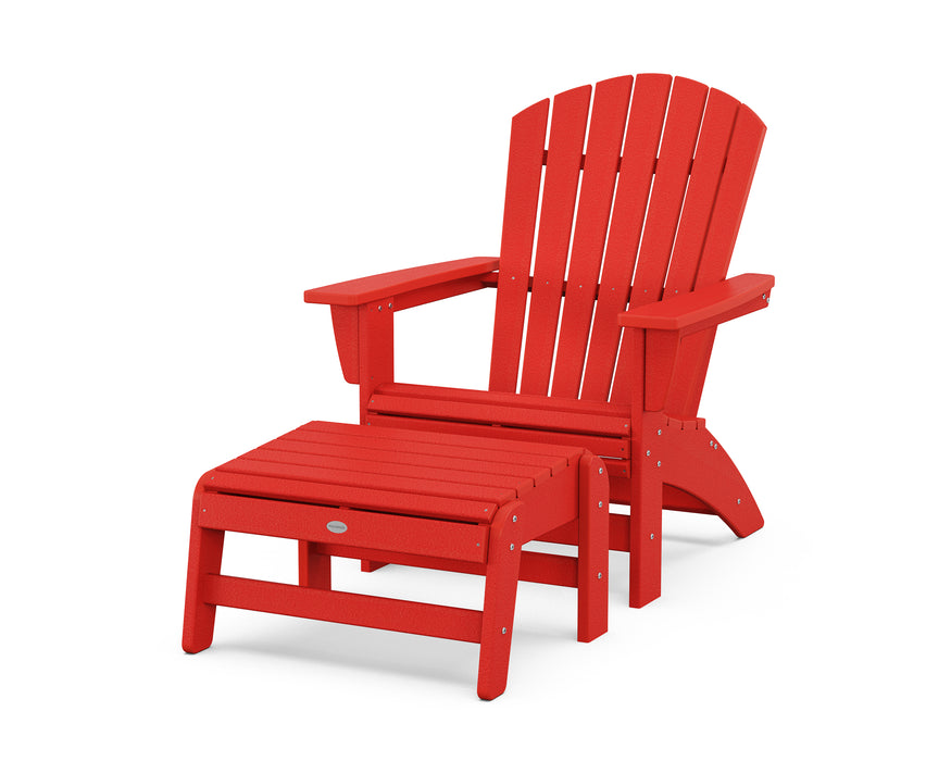 POLYWOOD® Nautical Grand Adirondack Chair with Ottoman in Sunset Red