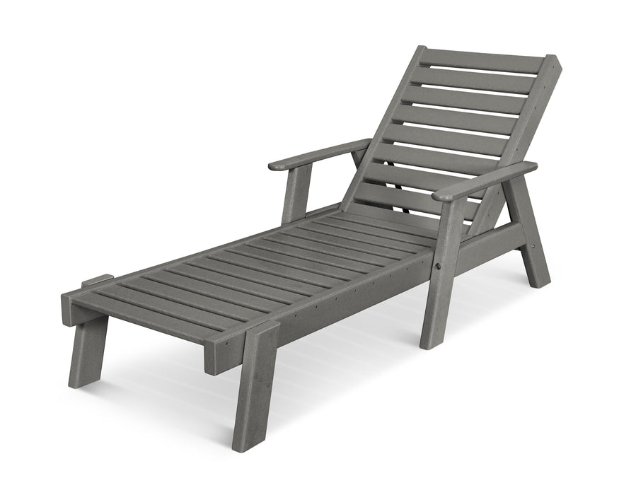 POLYWOOD Captain Chaise with Arms in Slate Grey