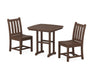 POLYWOOD Traditional Garden Side Chair 3-Piece Dining Set in Mahogany