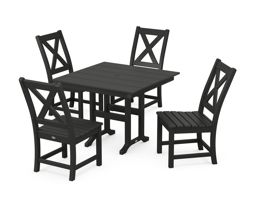 POLYWOOD Braxton Side Chair 5-Piece Farmhouse Dining Set in Black