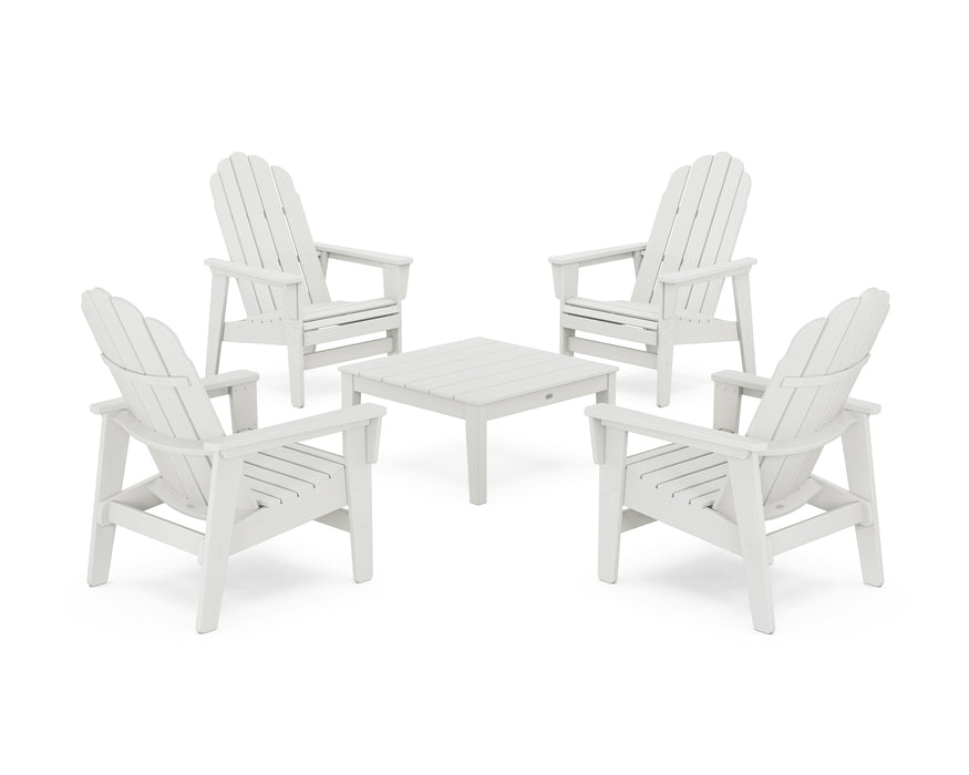 POLYWOOD® 5-Piece Vineyard Grand Upright Adirondack Chair Conversation Group in Vintage White