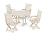 POLYWOOD Captain 5-Piece Round Dining Set with Trestle Legs in Sand