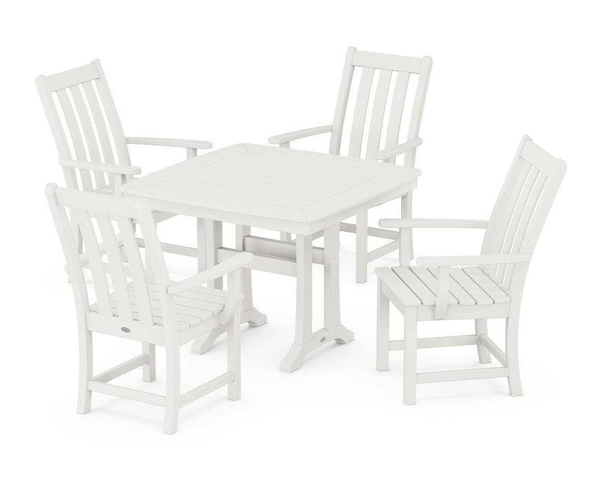 POLYWOOD Vineyard 5-Piece Dining Set with Trestle Legs in Vintage White