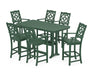 Martha Stewart by POLYWOOD Chinoiserie Arm Chair 7-Piece Bar Set with Trestle Legs in Green