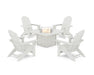 POLYWOOD® 5-Piece Vineyard Grand Adirondack Conversation Set with Fire Pit Table in Vintage White