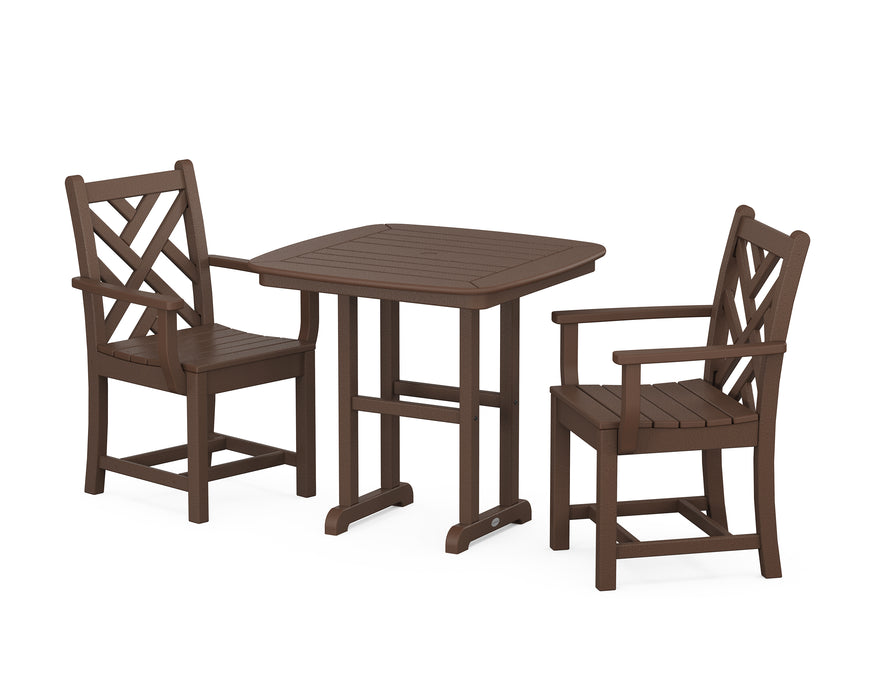 POLYWOOD Chippendale 3-Piece Dining Set in Mahogany