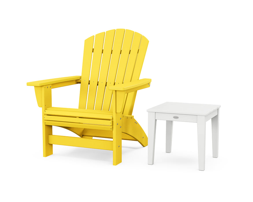 POLYWOOD® Nautical Grand Adirondack Chair with Side Table in Lime / White