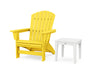 POLYWOOD® Nautical Grand Adirondack Chair with Side Table in Lime / White