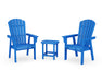 POLYWOOD® Nautical 3-Piece Curveback Upright Adirondack Chair Set in Pacific Blue