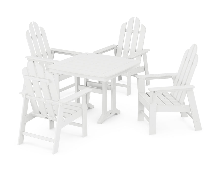 POLYWOOD Long Island 5-Piece Dining Set with Trestle Legs in White