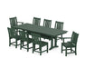 POLYWOOD® Oxford 9-Piece Farmhouse Dining Set with Trestle Legs in Mahogany