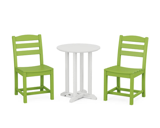 POLYWOOD La Casa Café Side Chair 3-Piece Round Dining Set in Lime