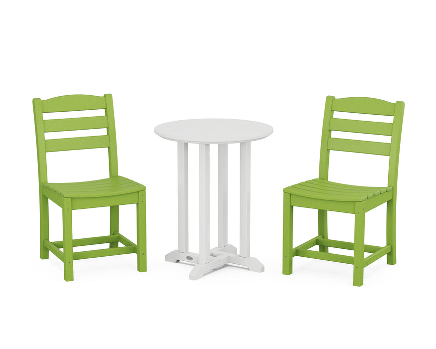 POLYWOOD La Casa Café Side Chair 3-Piece Round Dining Set in Lime