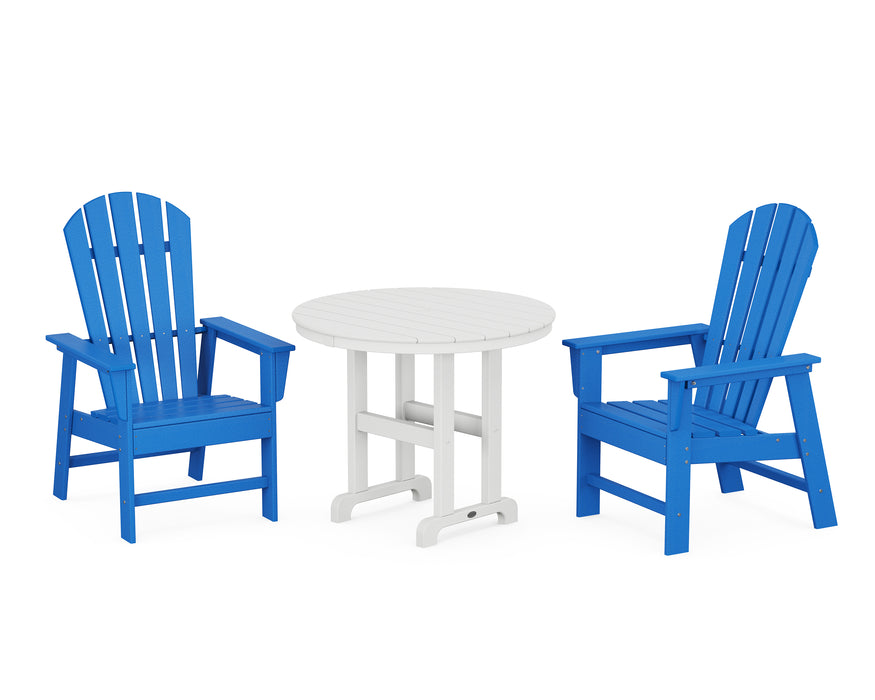 POLYWOOD South Beach 3-Piece Round Farmhouse Dining Set in Pacific Blue