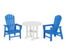 POLYWOOD South Beach 3-Piece Round Farmhouse Dining Set in Pacific Blue