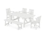 POLYWOOD® Oxford 6-Piece Rustic Farmhouse Dining Set with Bench in White
